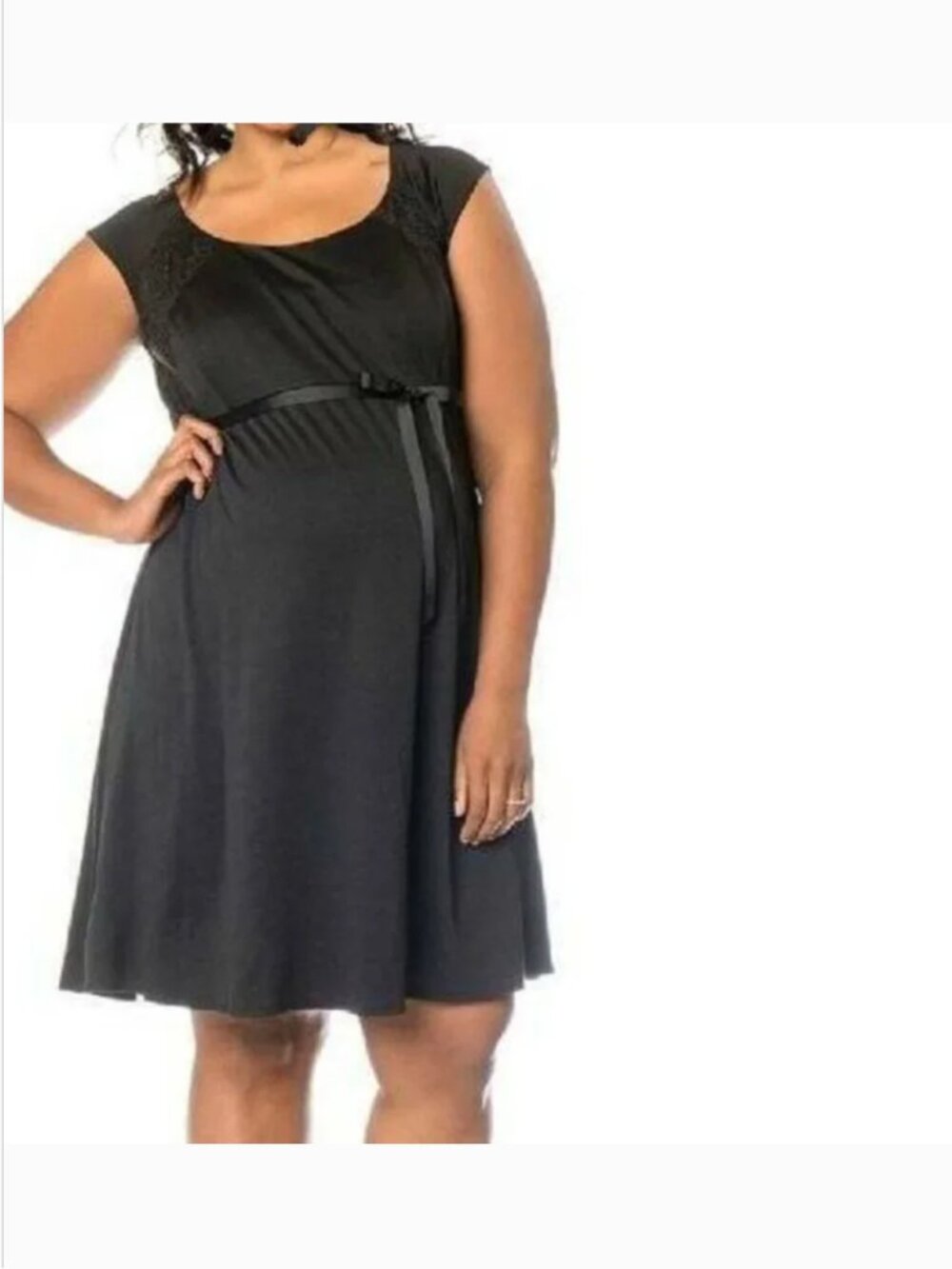 Oh Baby Motherhood Party Dress S Black Stretch Ponte Cap Sleeve Scoop Neck